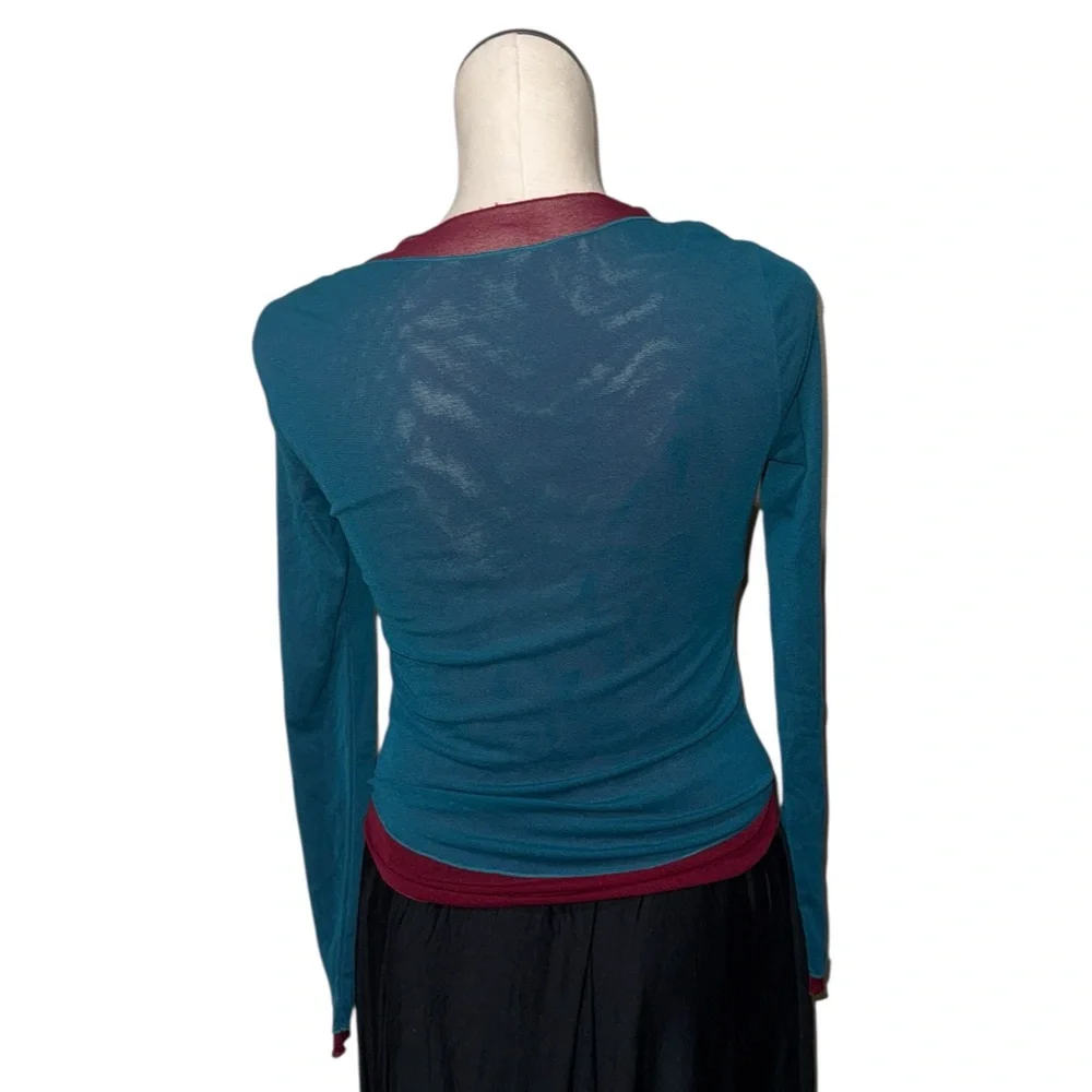 NWOT Intimately Free People Double Take Long Sleeve Top Rose Garnet Combo